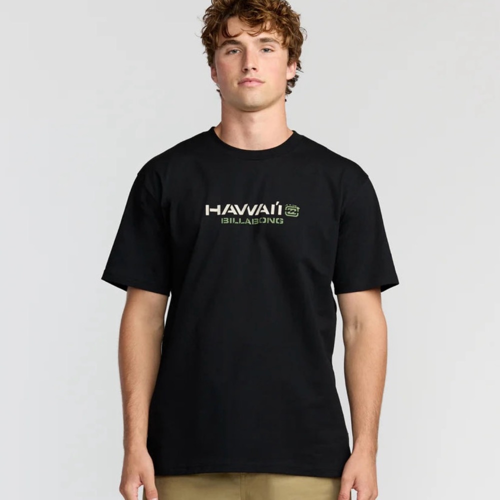 Billabong Bracket Hi Hawaii Graphic Tee Black Size Medium NWT